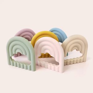 دندان گیر سیلیکونی نوزاد طرح رنگین کمان آمریکو بیبی