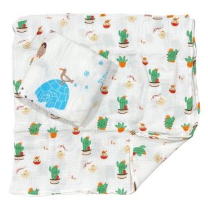 خشک کن دورپیچ چند کاره 2 عددی پسرانه طرح کاکتوس و قطب بیبی فورلایف