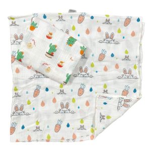 خشک کن دورپیچ چند کاره 2 عددی دخترانه طرح کاکتوس و خرگوش بیبی فورلایف