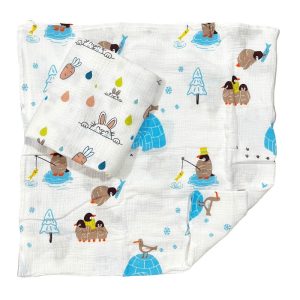 خشک کن دورپیچ چند کاره 2 عددی دخترانه طرح خرگوش و قطب بیبی فورلایف