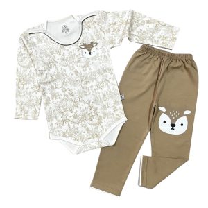 ست زیردکمه ای بلند و شلوار بچه گانه طرح گوزن لیدولند