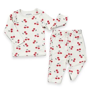 ست بلوز شلوار بچه گانه نخی طرح گیلاس جونیورز