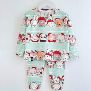 ست بلوز شلوار بچه گانه طرح حیوانات برفی کوکو