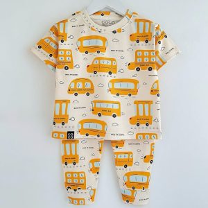 ست تیشرت شلوار بچه گانه طرح اتوبوس کوکو