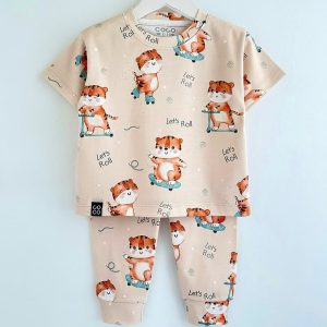 ست تیشرت شلوار بچه گانه طرح ببر بازیگوش کوکو