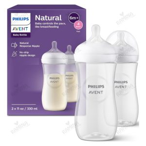 پک شیشه شیر دو عددی طلقی 330 میل مدل Natural Response اونت Avent