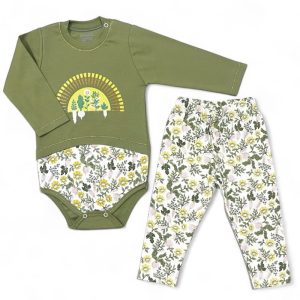 ست زیر دکمه ای بلند و شلوار بچه گانه طرح دلژین به آوران