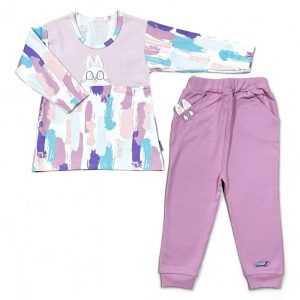 ست بلوز آستین بلند و شلوار کودک طرح رنگین کمان به آوران