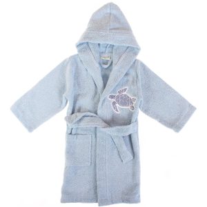 حوله تن پوش بچه گانه پسرانه طرح لاک پشت آبی بی ارگانیک Biorganic