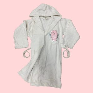 حوله تن پوش بچه گانه دخترانه طرح جغد بی ارگانیک Biorganic