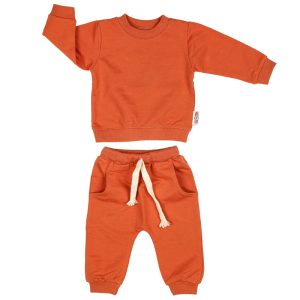 بلوز آستین بلند و شلوار دورس آجری بچه گانه لوپتو