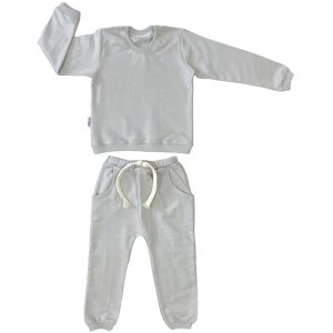 بلوز آستین بلند و شلوار دورس طوسی بچه گانه لوپتو