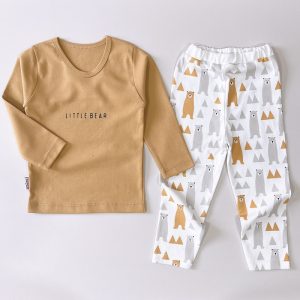 ست بلوز آستین بلند و شلوار بچه گانه طرح خرس کوچولو لوپتو