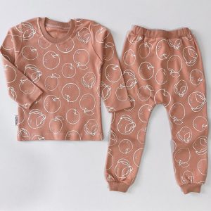 ست بلوز آستین بلند و شلوار بچه گانه طرح اپل لوپتو