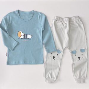 ست بلوز آستین بلند و شلوار بچه گانه طرح پاپی لوپتو