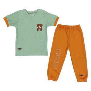 ست بلوز آستین کوتاه و شلوار کودک طرح فندی به آوران