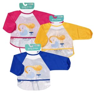 پیشبند آستین دار مشمایی کاسه دار کودک طرح زرافه بیبی جم