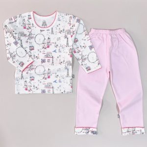 ست بلوز آستین بلند و شلوار دخترانه طرح چرخ فلک لیدولند