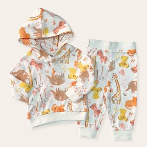 ست هودی و شلوار بچه گانه طرح حیوانات زارا کیدز