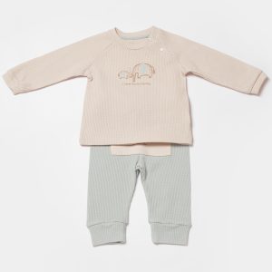 ست بلوز آستین بلند و شلوار کودک طرح فیل بی ارگانیک