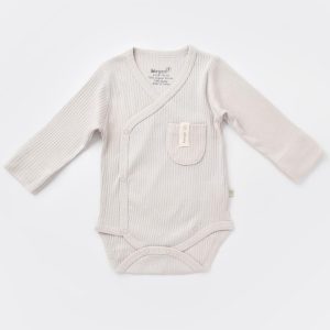 بادی آستین بلند جلو دکمه طوسی کد 56904 بی ارگانیک