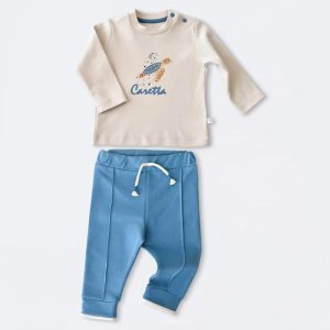 ست بلوز آستین بلند و شلوار نوزاد و کودک طرح لاک پشت بی ارگانیک