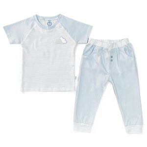 ست بلوز آستین کوتاه با شلوار بچه گانه پسرانه طرح کلودی پاریز