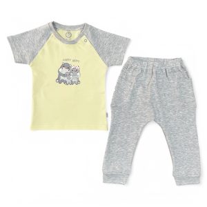 ست بلوز آستین کوتاه با شلوار بچه گانه پسرانه طرح هیپو پاریز