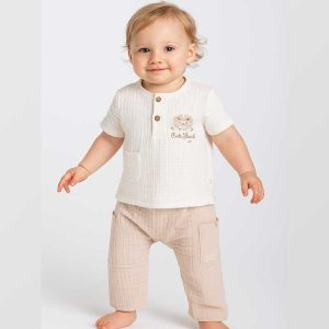 ست بلوز آستین کوتاه و شلوار کودک طرح بره بی بیبی Bi Baby