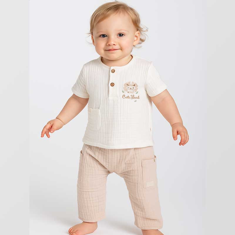 ست بلوز آستین کوتاه و شلوار کودک طرح بره بی بیبی Bi Baby