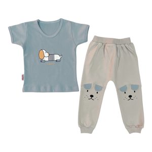 ست بلوز آستین کوتاه و شلوار بچه گانه پسرانه طرح پاپی لوپتو