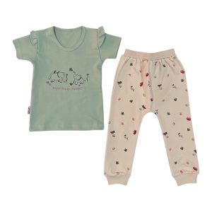 ست بلوز آستین کوتاه و شلوار بچه گانه دخترانه طرح الفنت لوپتو