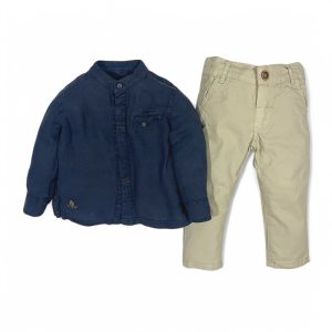 ست پیراهن و شلوار کتان کد 9706 لمون