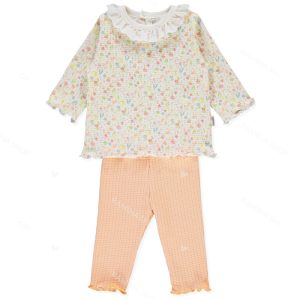 ست بلوز آستین بلند و شلوار نوزاد و کودک دخترانه طرح بهار ببتو Bebetto