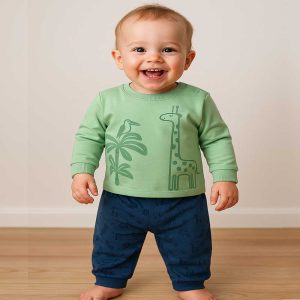 ست بلوز آستین بلند و شلوار نوزاد و کودک پسرانه کد 1343 ببتو Bebetto