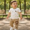 ست بلوز آستین کوتاه و شلوار کودک طرح بامبو به آوران Behavaran