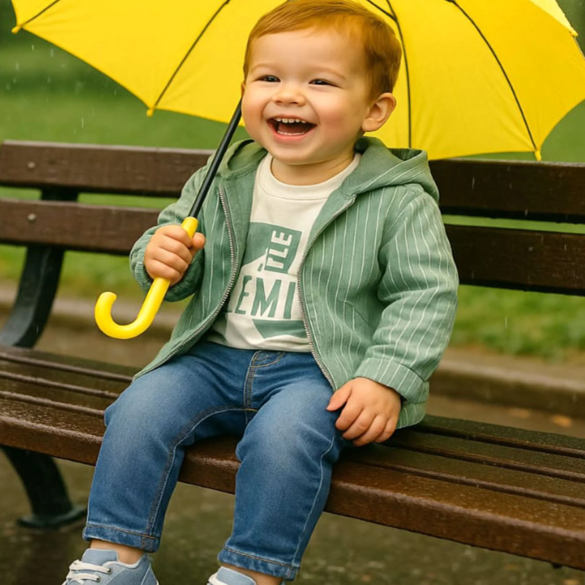 ست سویشرت، تیشرت و شلوار جین طرح برگ سبز لمون Lemon