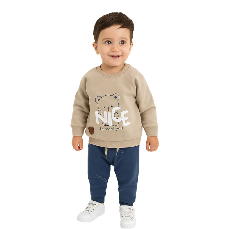 ست بلوز آستین بلند و شلوار نوزاد و کودک پسرانه کد 4483 ببتو Bebetto