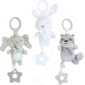 آویز کریر جغجغه ای دندانگیر فیل، خرگوش و راکون ب ب اسکای