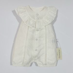 رامپر نوزادی دخترانه شیری گیپور دار کد 4298 میومینی