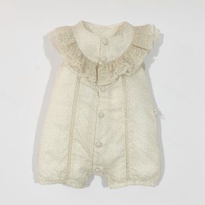 رامپر نوزادی دخترانه کرم گیپور دار کد 4298 میومینی