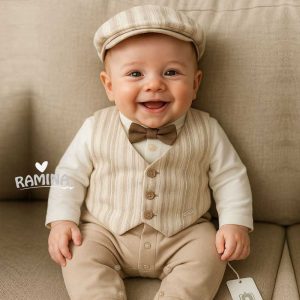 ست سرهمی بدون جوراب نوزاد و کلاه ایرلندی پسرانه بی بیبی Bi Baby