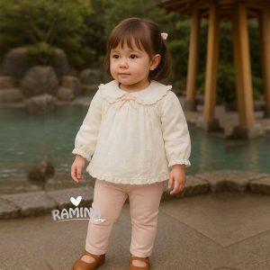 ست بلوز آستین بلند و شلوار نوزاد و کودک دخترانه طرح گل تونگز بیبی Tongs Baby