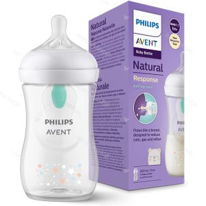 شیشه شیر طلقی ضد نفخ 260 میل طرح خرس و ستاره مدل Natural Response اونت Avent