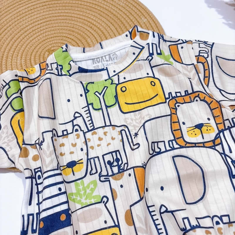 ست تیشرت شلوارک بچه گانه طرح حیوانات پازلی کوالا