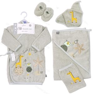ست حوله نوزاد 5 تکه طرح فیل و زرافه سبز مادرکر Mothercare