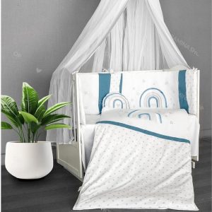 سرویس روتختی نوزاد و کودک پسرانه 8 تکه طرح رنگین کمان سرمه ای شوبیبی Showbaby