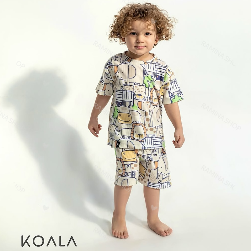 ست تیشرت شلوارک بچه گانه طرح حیوانات پازلی کوالا Koala