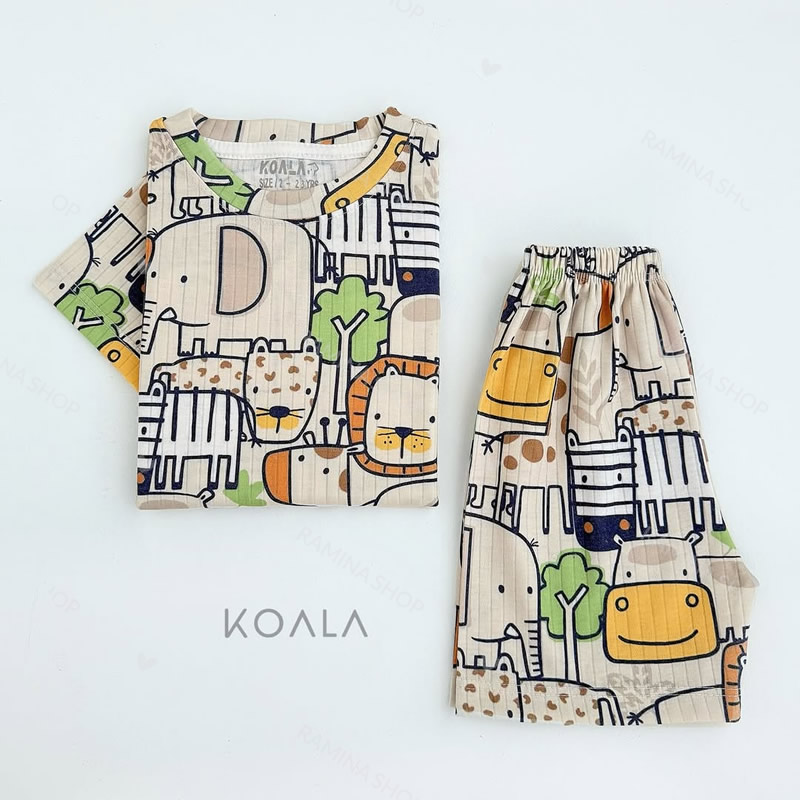 ست تیشرت شلوارک بچه گانه طرح حیوانات پازلی کوالا Koala