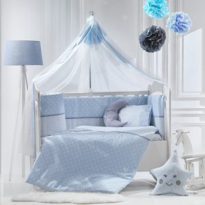 سرویس روتختی نوزاد 10 تکه طرح ماه و ستاره آبی مامی شاپ Momi Shop